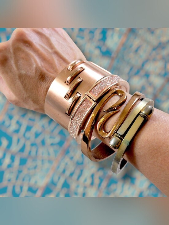 Jewelry - Mixed Y2K Gold/Rose/Bronze Tone Metal Rustic Hinge Cuff Bracelet Bundle [4pc]